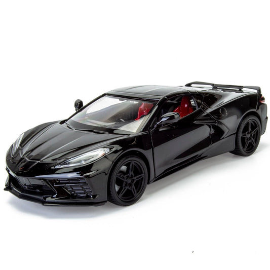 All Star Toys Corvette C8 Stingray 1/24 black exterior with red interior