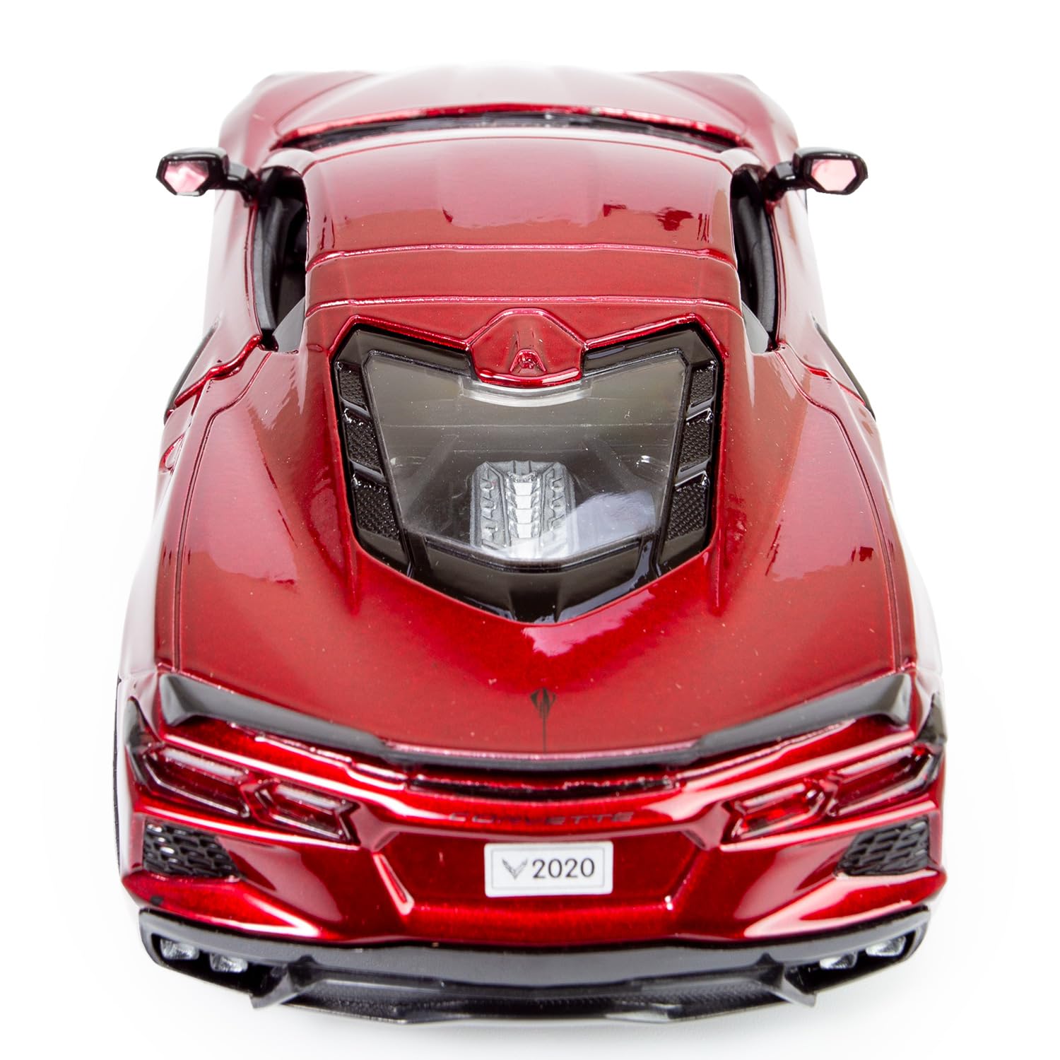 All Star Toys Corvette C8 Stingray black rims complement the red metallic finish.