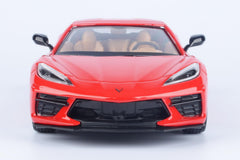 Side profile view of All Star Toys Corvette C8 Stingray torch red design.