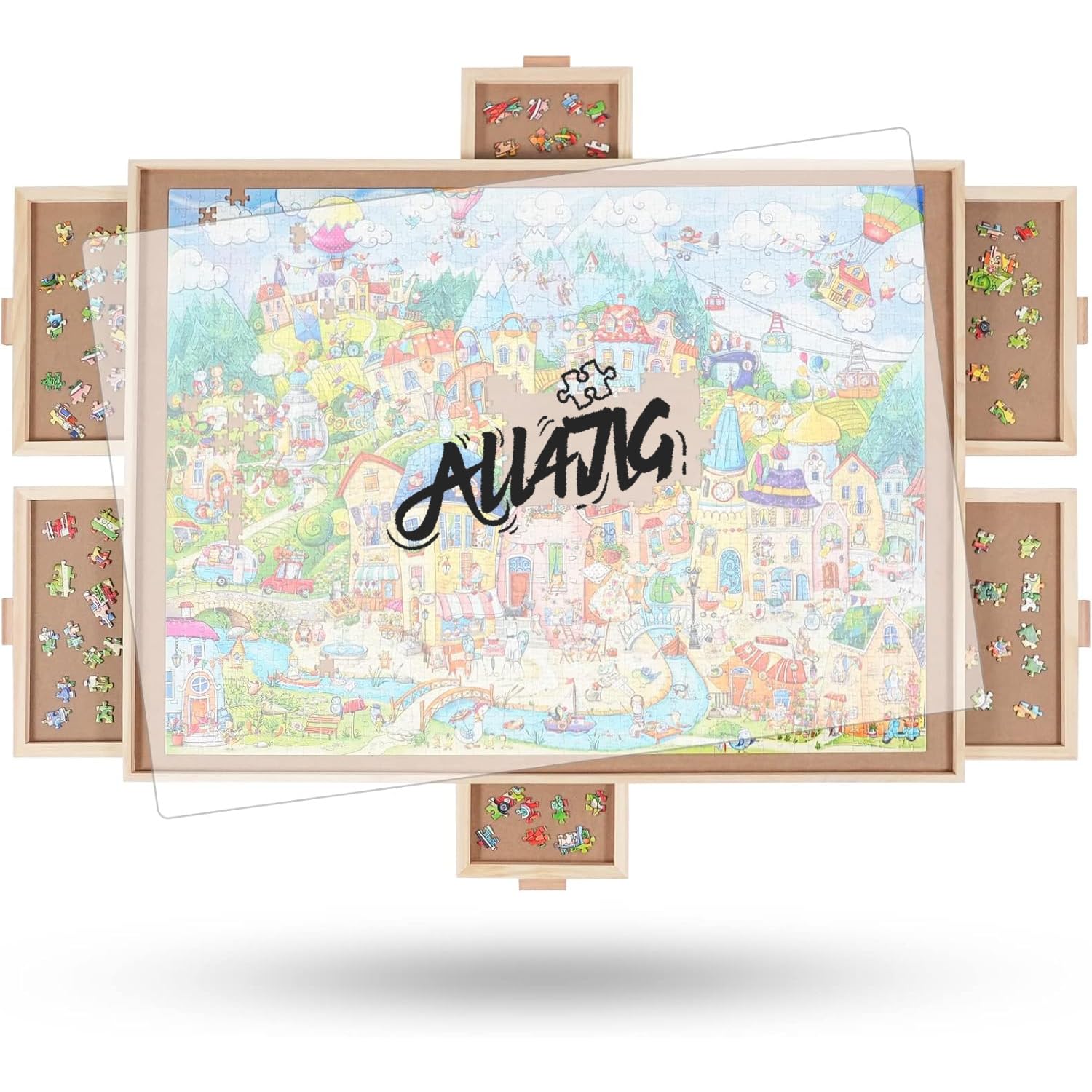 ALL4JIG 2000-piece rotating puzzle board with smooth surface ideal for group puzzle nights.
