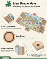 ALL4JIG 6-drawer organizer keeps pieces sorted by color, edge, and theme.