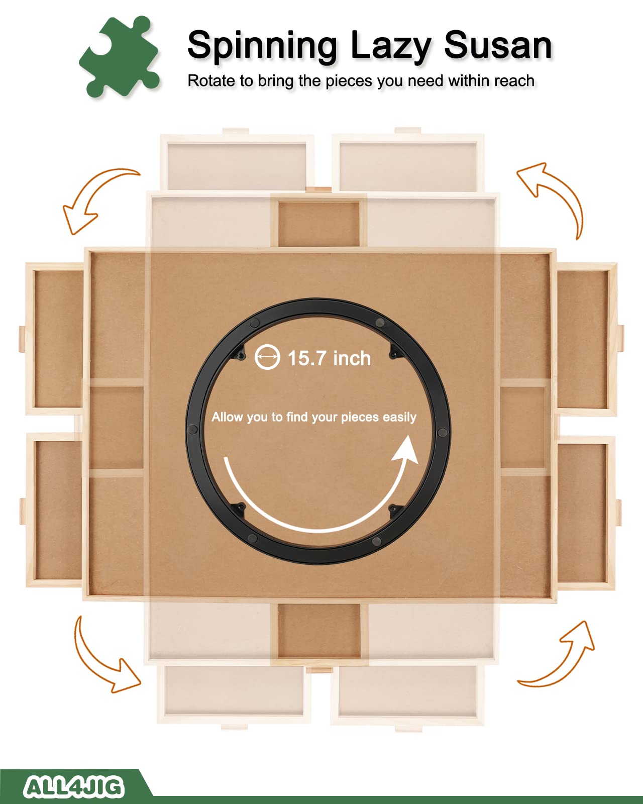 ALL4JIG durable wooden construction adds stability during intense puzzle sessions.