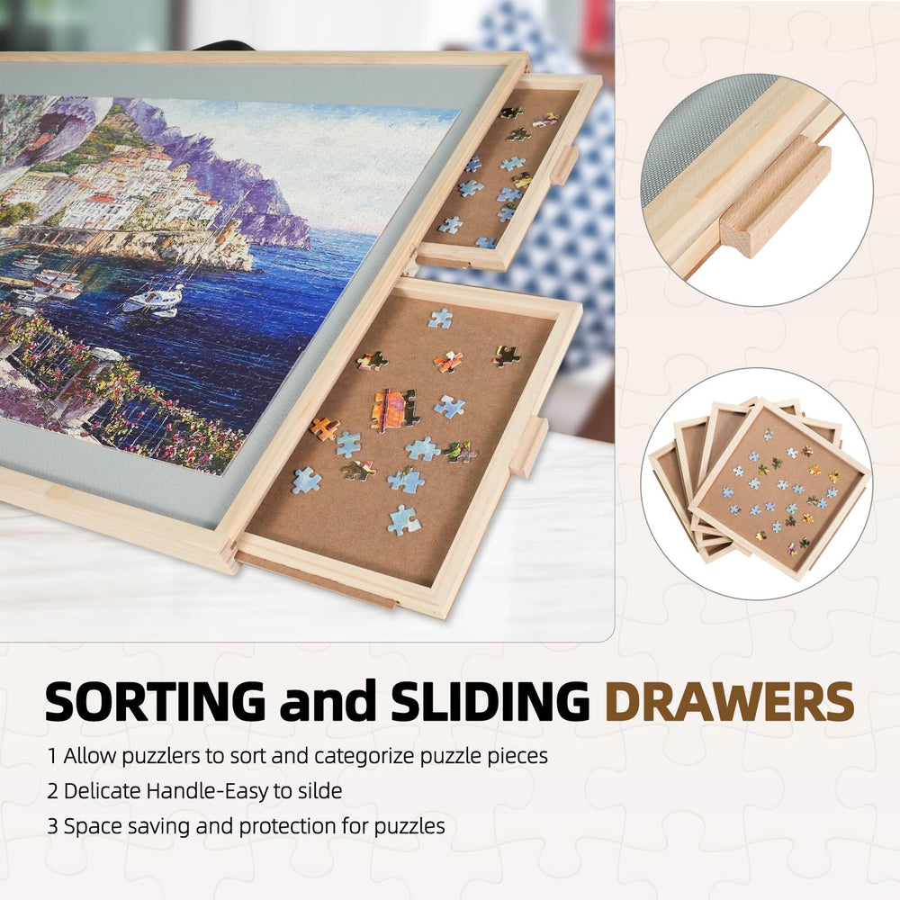ALL4JIG four-drawer puzzle trays organize pieces efficiently.