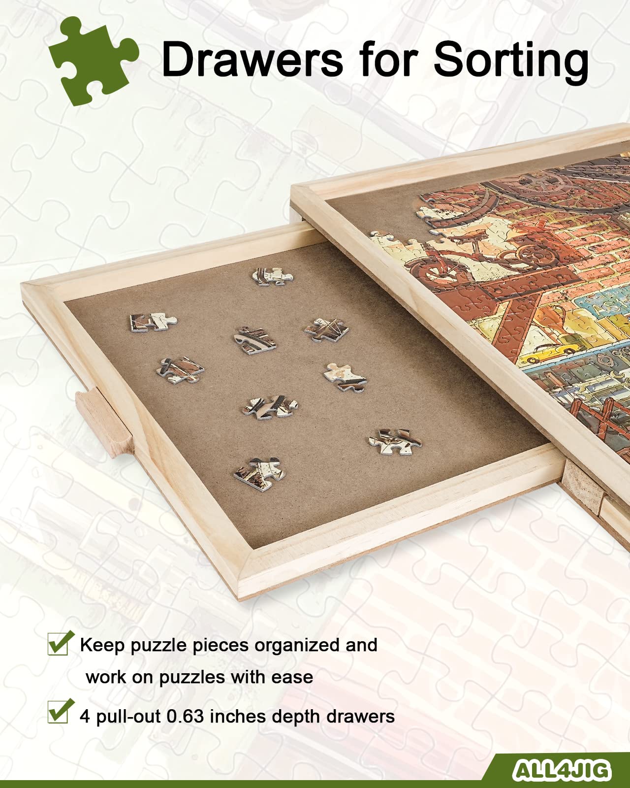 ALL4JIG portable puzzle table is easy to move and store.