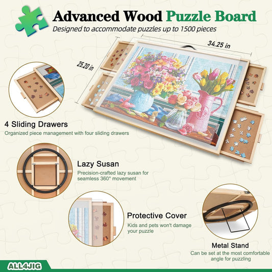 ALL4JIG puzzle board 360-degree rotation reduces neck strain while puzzling