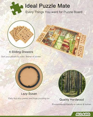 ALL4JIG puzzle board with four drawers keeps pieces organized by color or border.