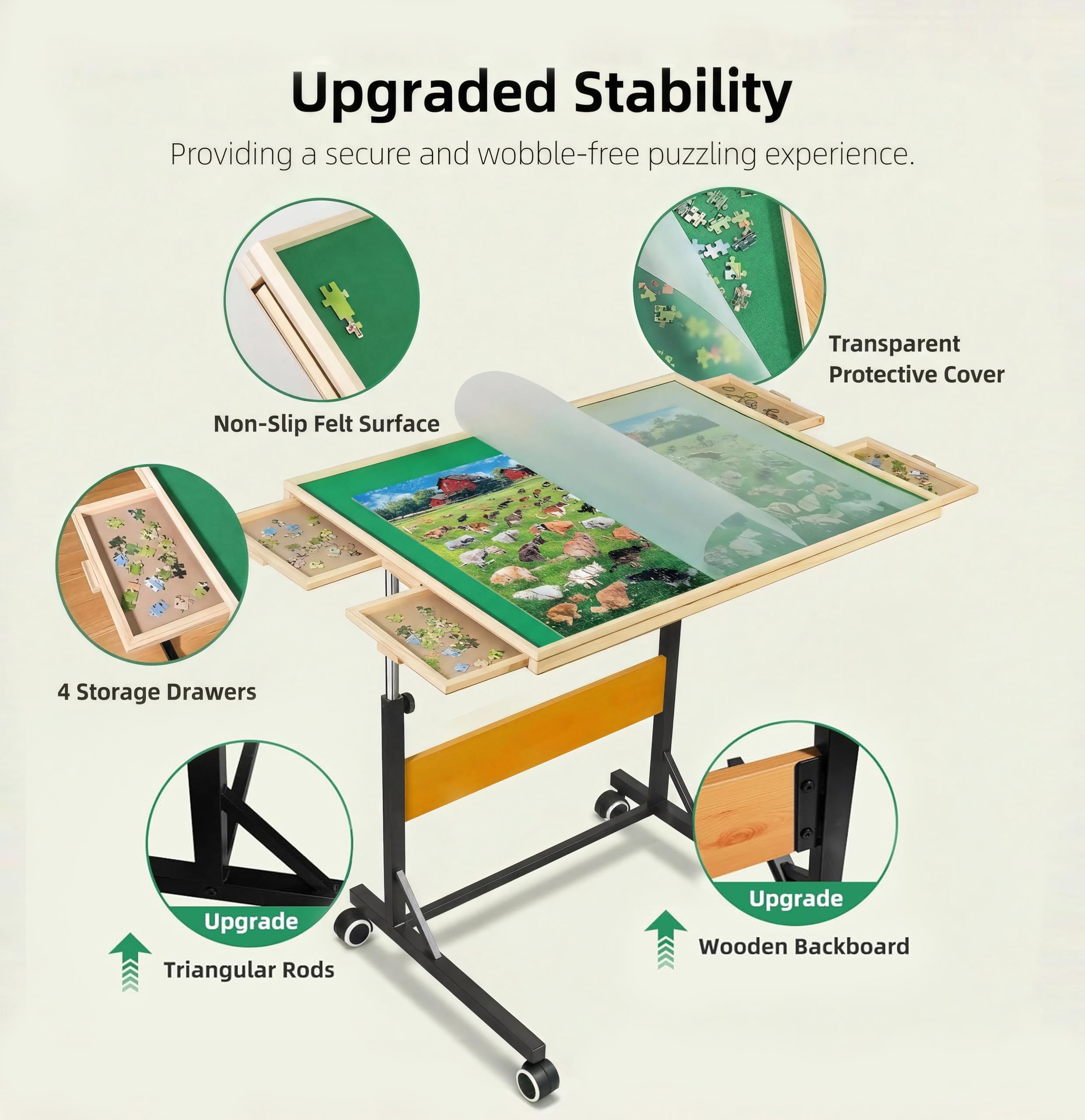 ALL4JIG puzzle table cover-protection shields dust and spills during puzzling.