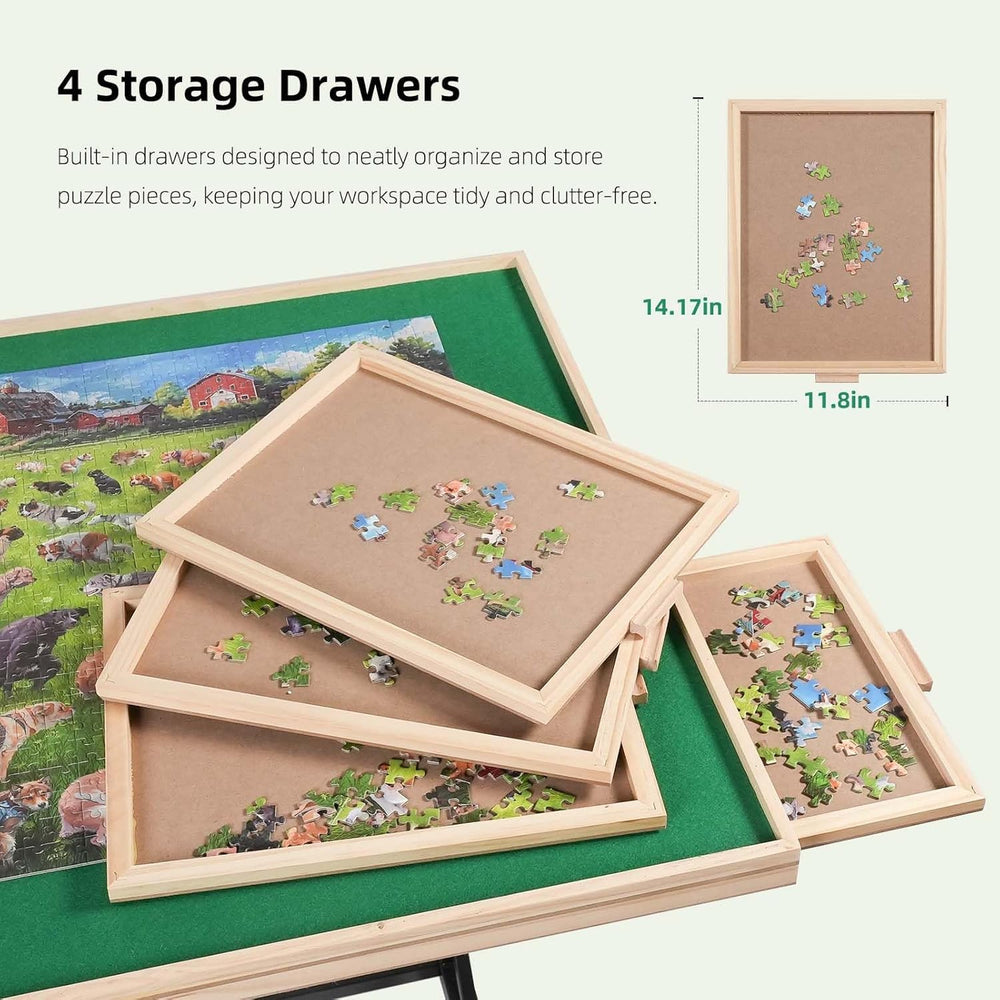 ALL4JIG puzzle table drawers keep puzzle pieces organized.