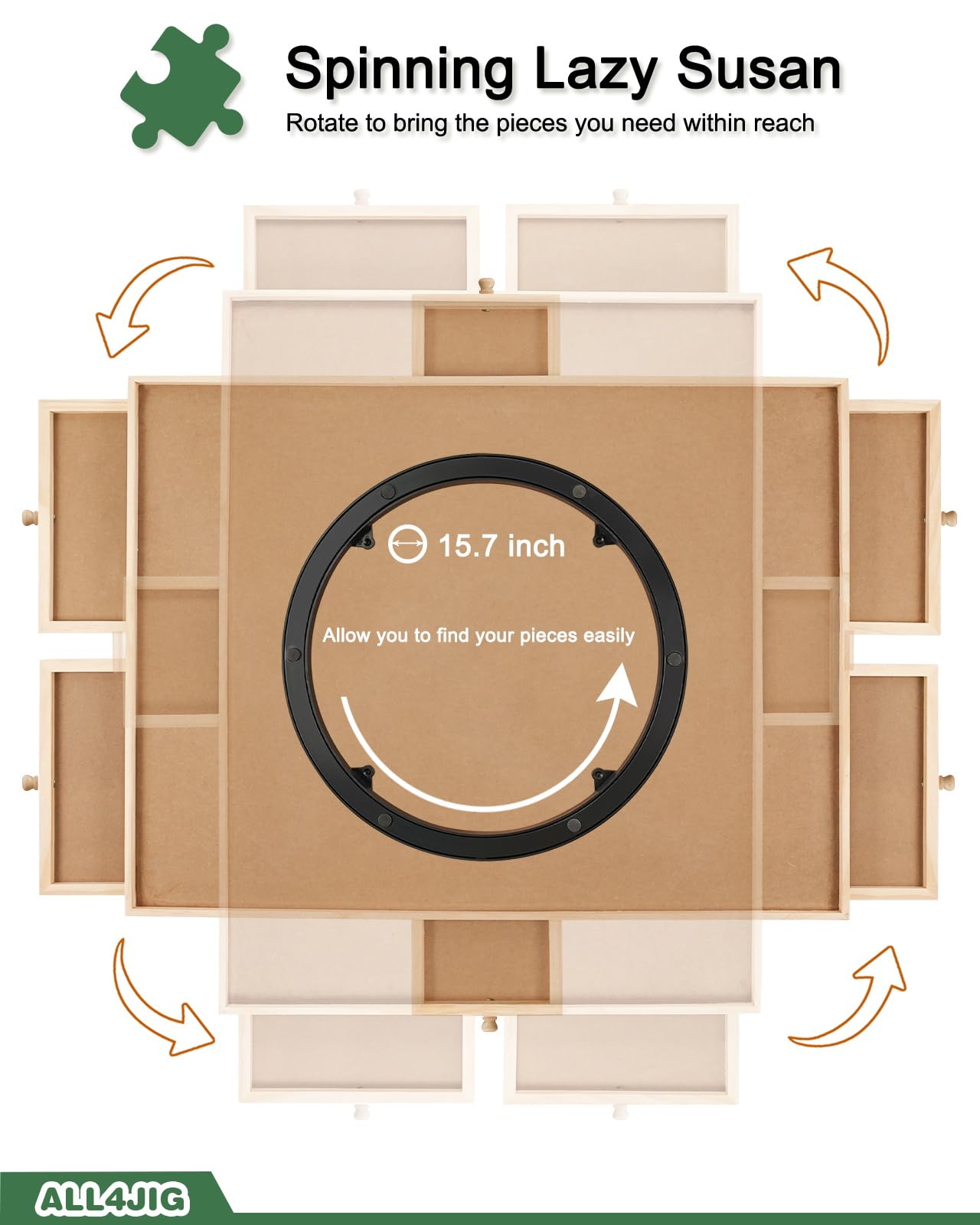 ALL4JIG smooth non-slip surface supports steady puzzle assembly.