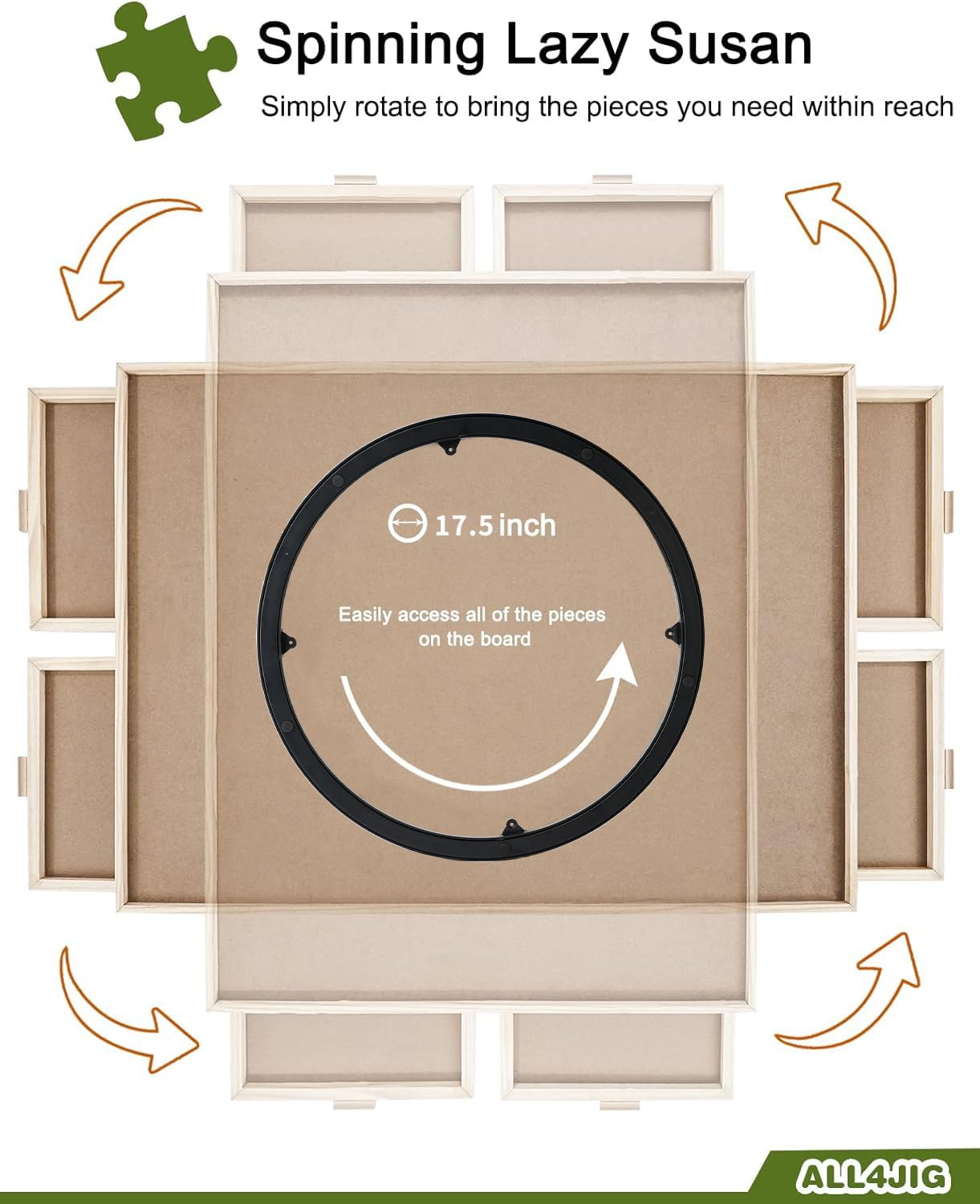 ALL4JIG smooth, non-slip surface enhances comfortable puzzle building.