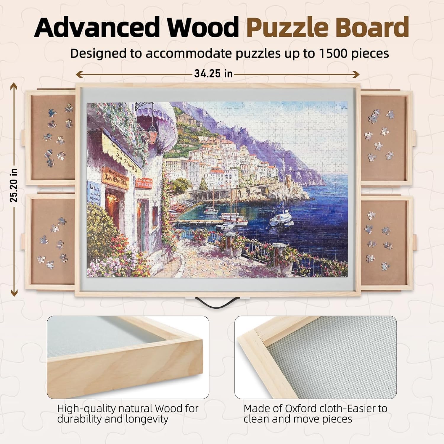 ALL4JIG rotating puzzle table with lazy Susan for easy access to puzzle areas.
