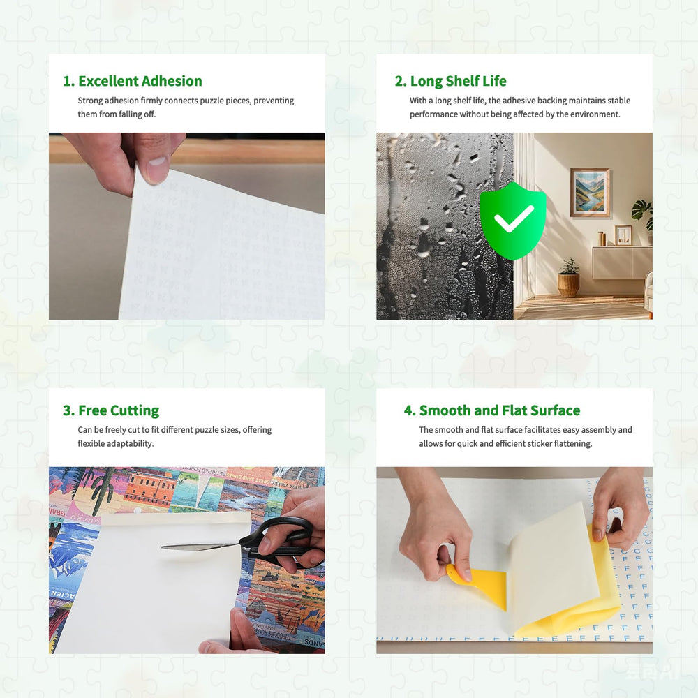 ALL4JIG self-adhesive puzzle saver close-up highlights clean edges.