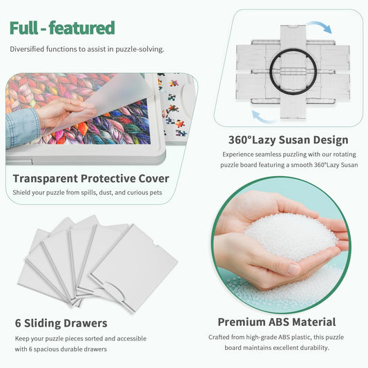 ALL4JIG six-drawer sorting trays keep puzzle pieces organized during builds.