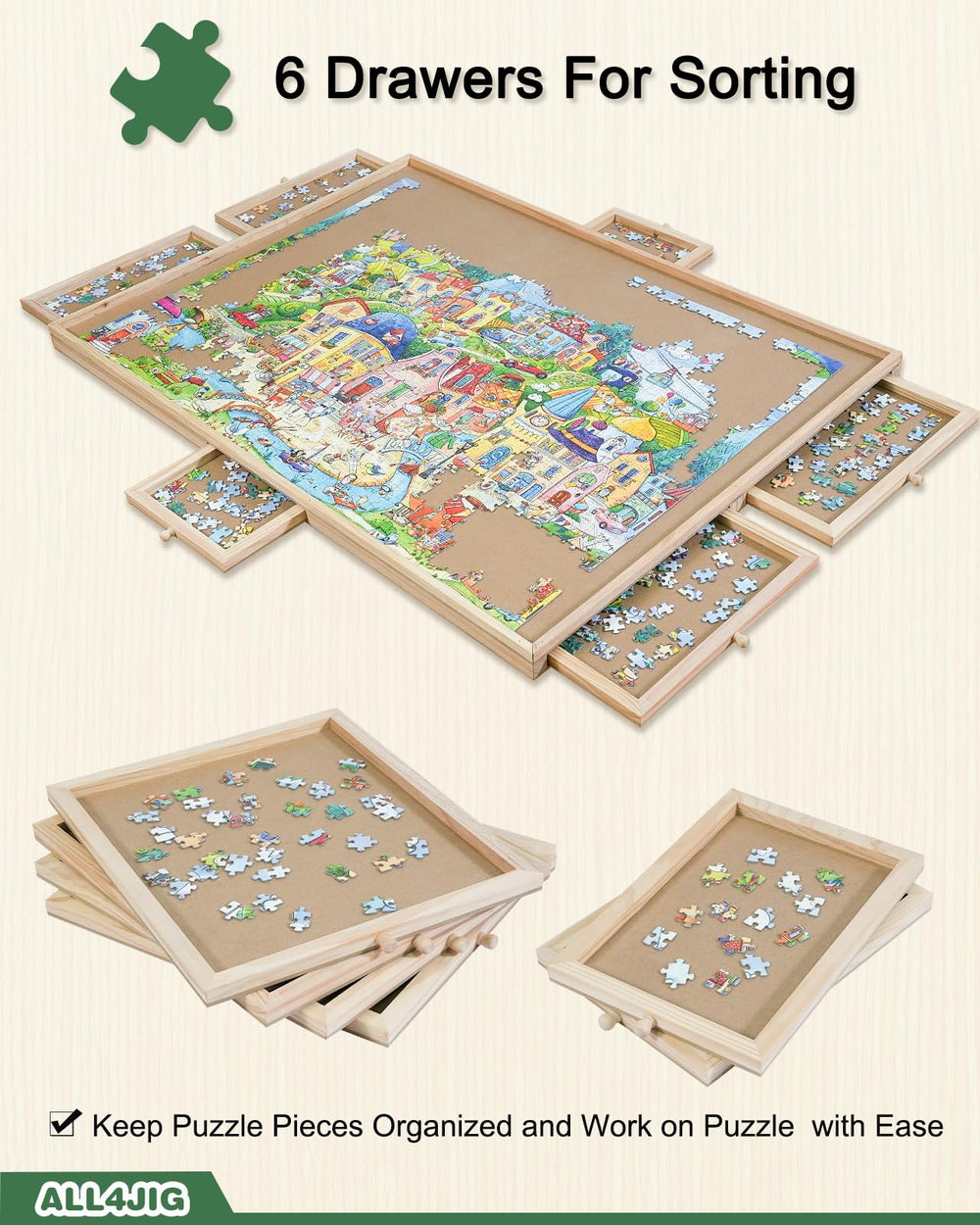 ALL4JIG sustainable hardwood construction offers long-lasting puzzle sessions.