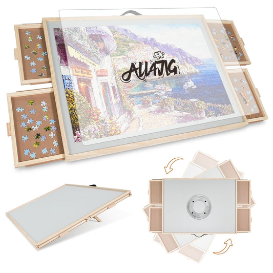 ALL4JIG tilting puzzle table with smooth angles for comfortable long sessions.