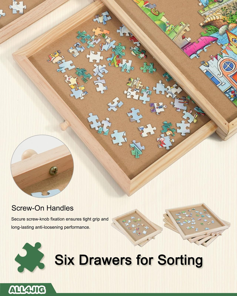 ALL4JIG translucent cover shields unfinished puzzles from dust.