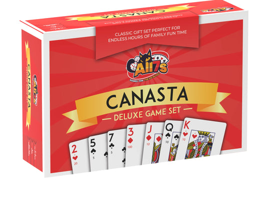 All7s Deluxe Canasta Set with rotating tray for easy table play and social fun.