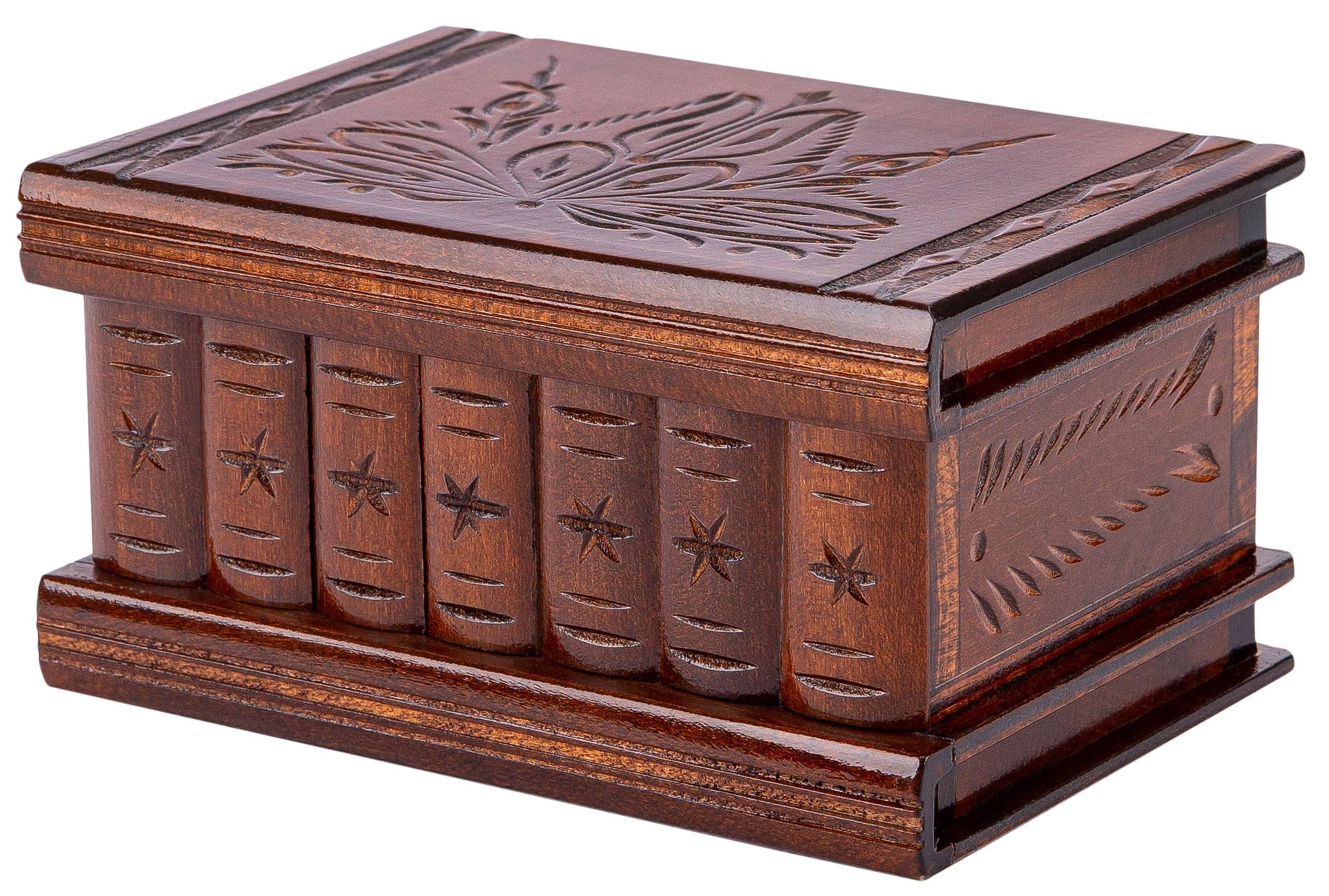 Allboxesinoneplace puzzle box front view with hidden compartments for keepsakes.