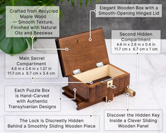 Allboxesinoneplace puzzle box opened to reveal hidden storage area.