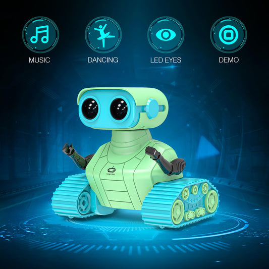 ALLCELE robot toy LED eyes closeup showing vibrant illumination for immersive play