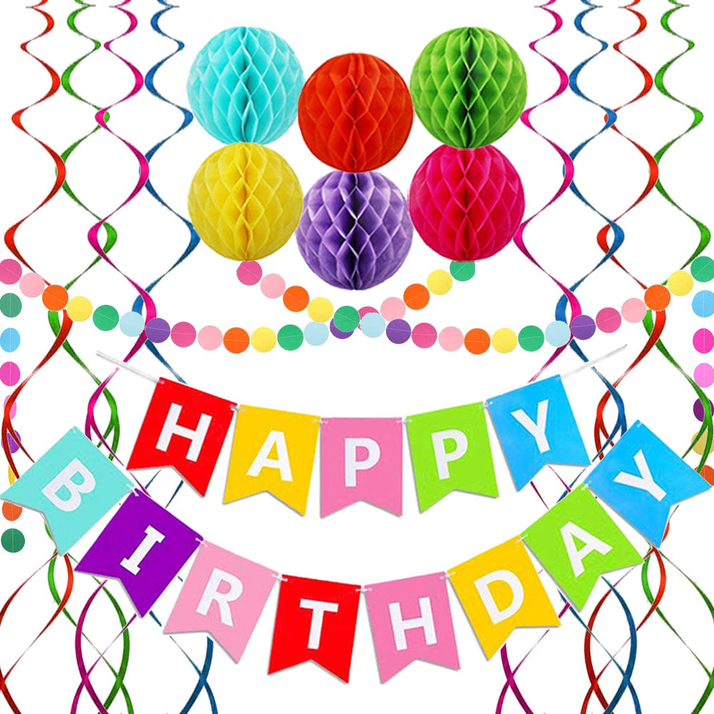 ALLFUN happy birthday banner rainbow colors for a festive party backdrop.
