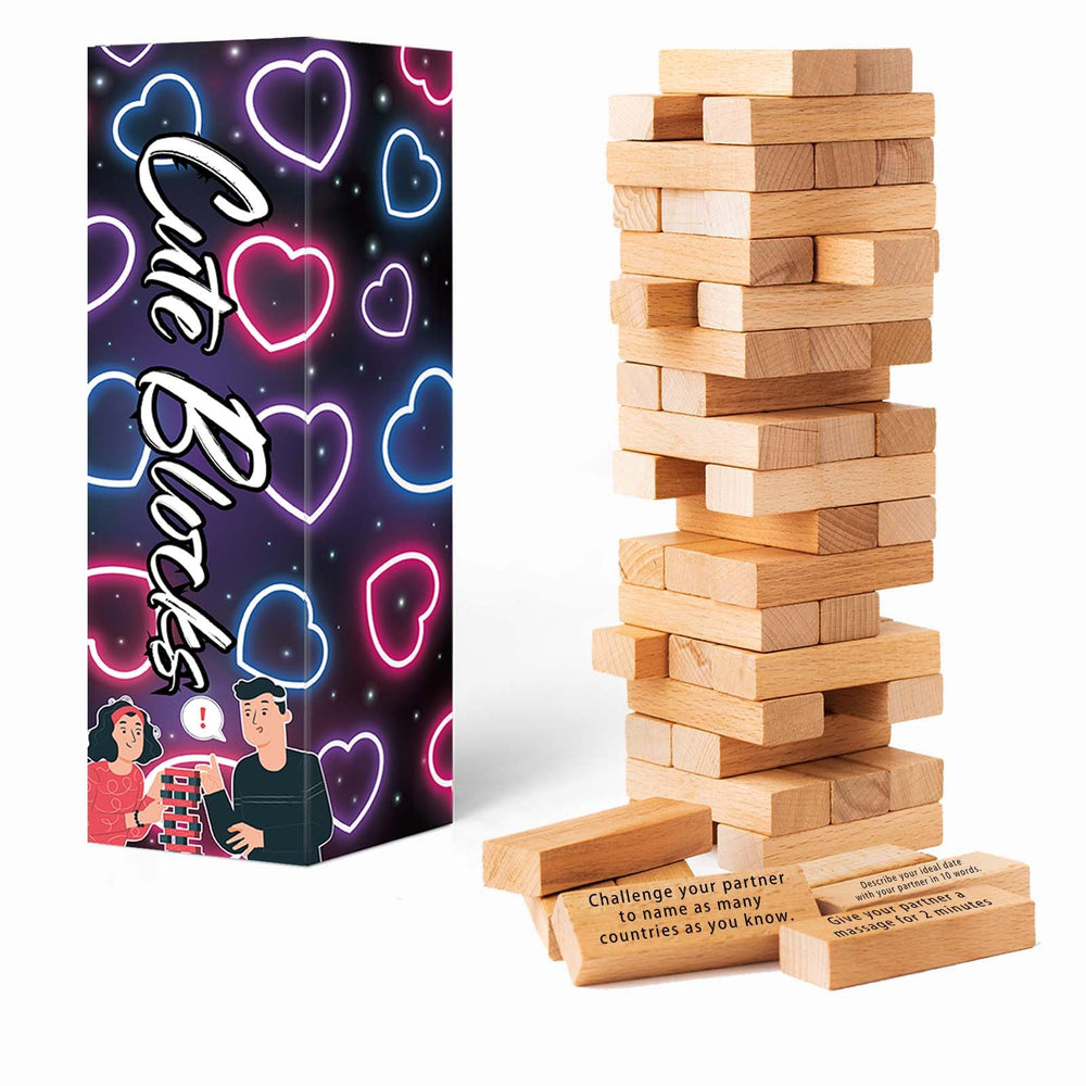 Allonu 54-stacking-blocks tower prompts for two players