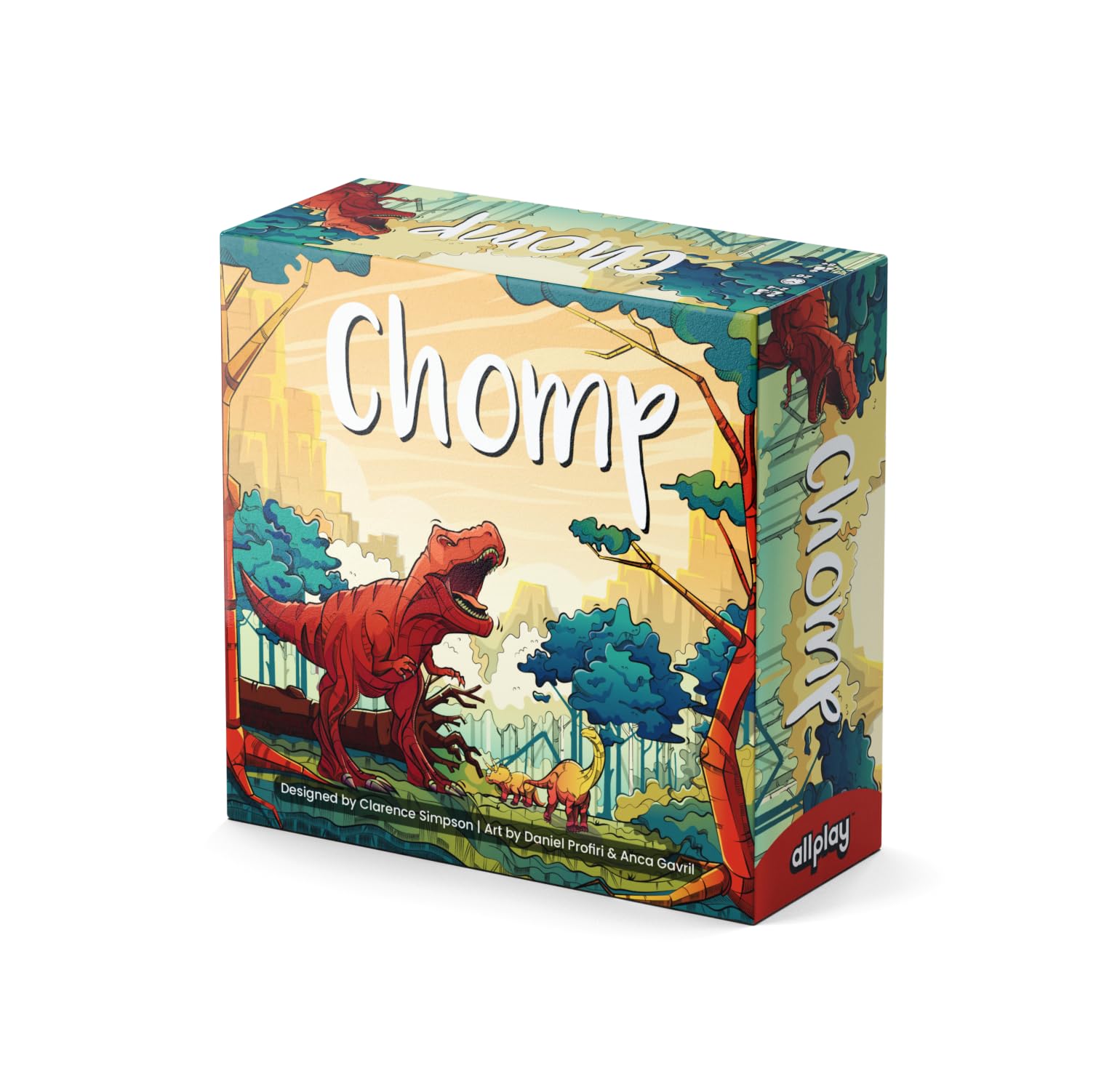 Allplay Chomp board game cover invites quick setup for family game night.
