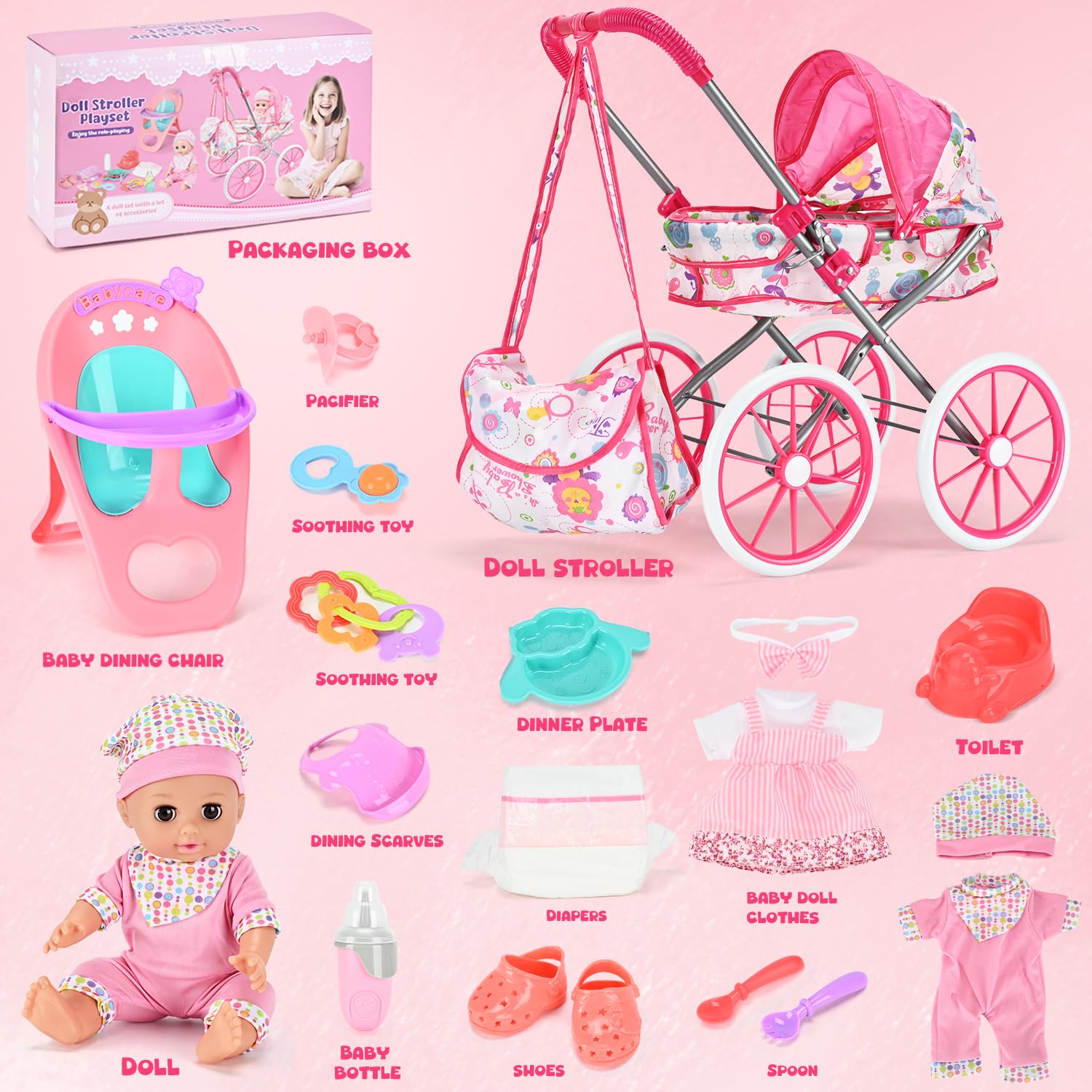 ALLROAD pretend play set invites imaginative care and motor-skill practice