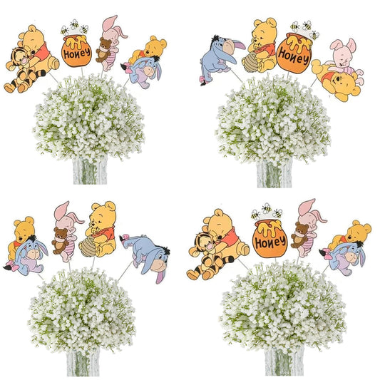 ALNGFUIK bear honeycomb centerpiece on stick for festive table decor.