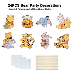 ALNGFUIK Pooh bear table topper, double-sided, ideal for photo props and themes.