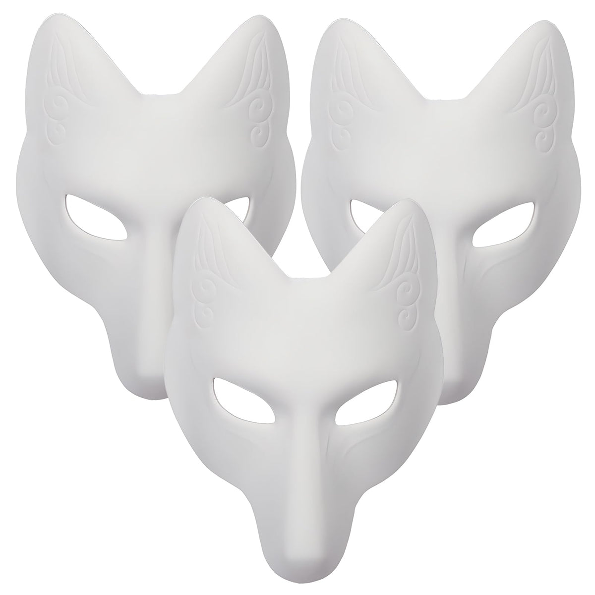 Alodidae fox mask 3pcs white, lightweight and paint-ready for creative cosplay.