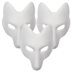Alodidae fox mask 3pcs white, lightweight and paint-ready for creative cosplay.