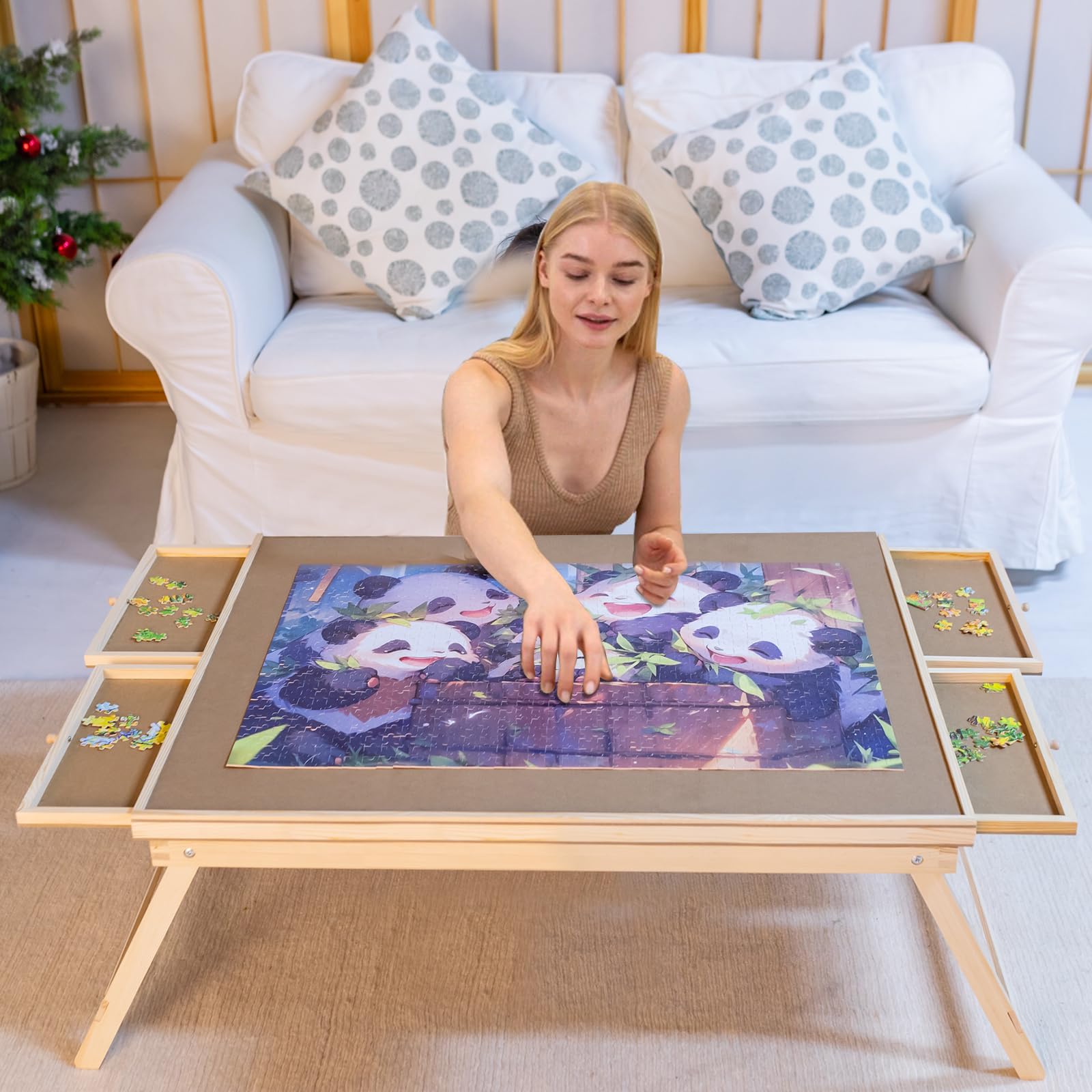Aloftopz 1000-piece puzzle table top offers ample space for large puzzles.