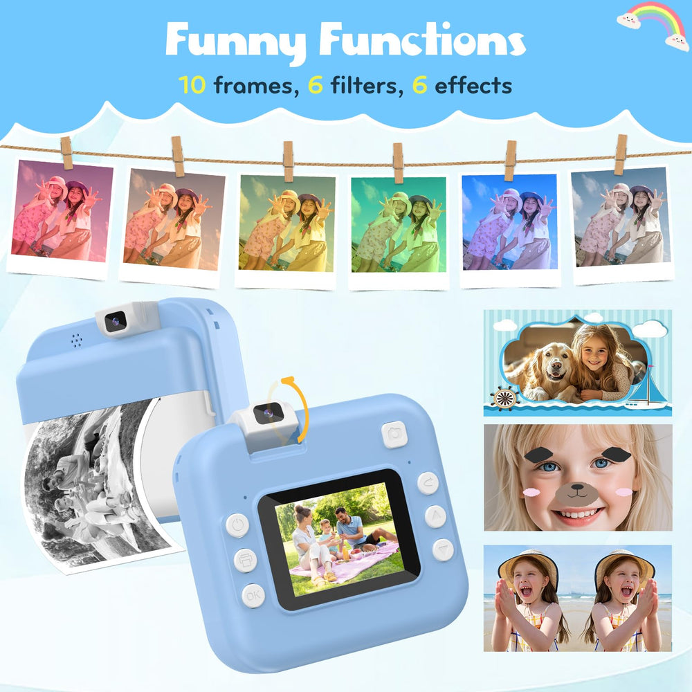 Alotwan Kids Camera Instant Print 1080p video for clear color and memory capture.