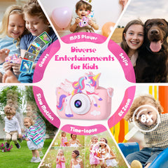 Alotwan unicorn kids camera pink battery and charging indicator
