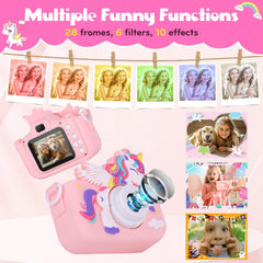 Alotwan unicorn kids camera pink memory card included for storage