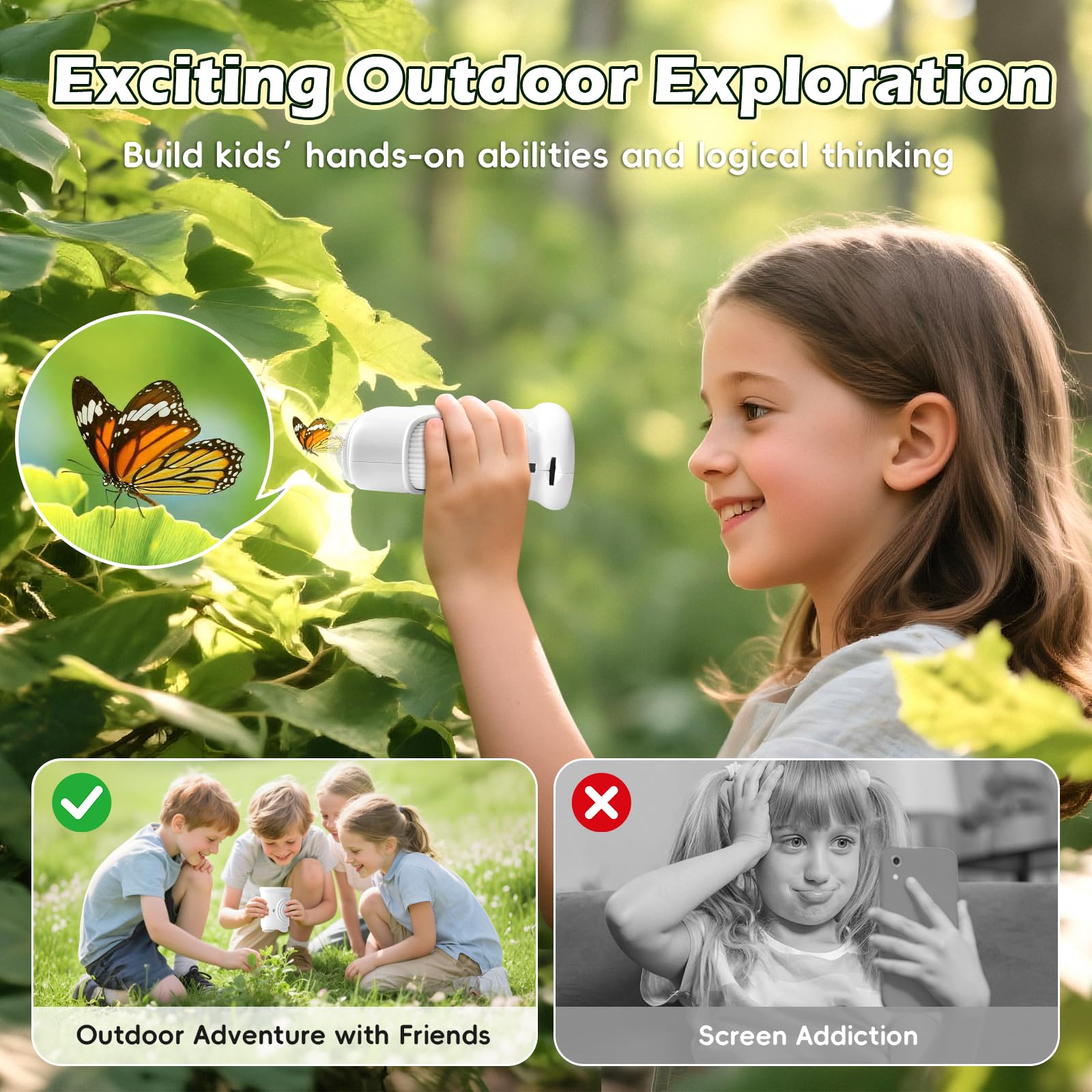 Alotwan Kids Microscope includes 8GB TF card for instant photo storage.