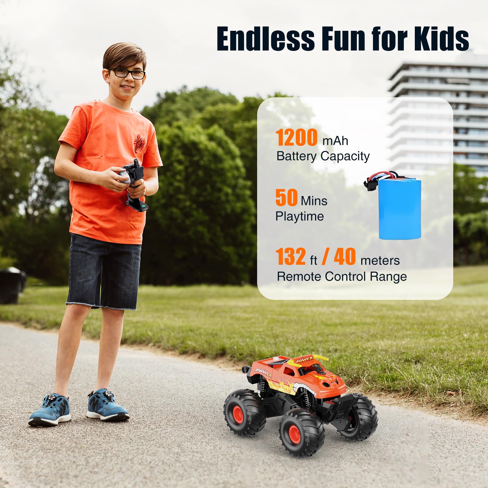 Alotwan Monster RC Truck 360-stunt mode enables impressive spins and flips.