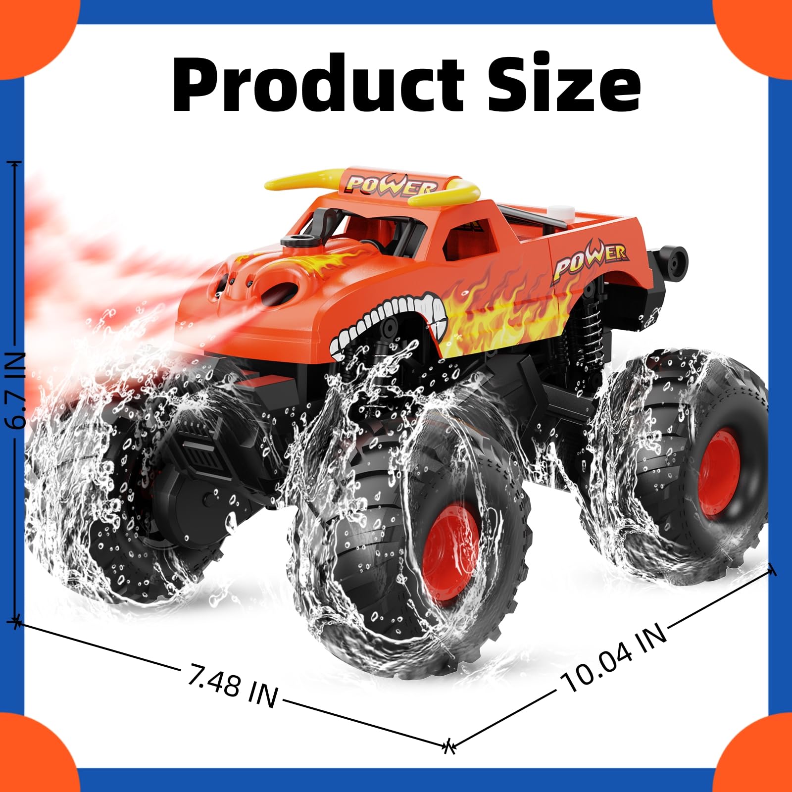 Alotwan Monster RC Truck amphibious pose for land and water exploration.