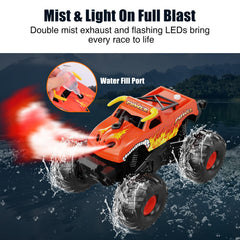 Alotwan Monster RC Truck LED lights enhance visibility during dusk racing.