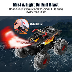 Alotwan Monster Truck LED headlights enhance dusk racing visibility.
