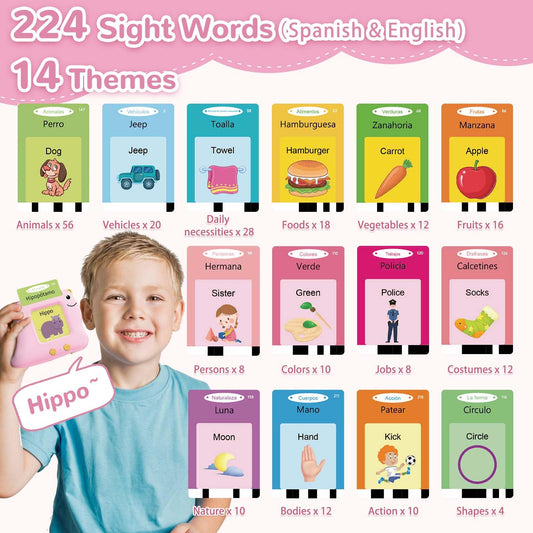 Alotwan Spanish-English cards in use promote bilingual word recognition and play