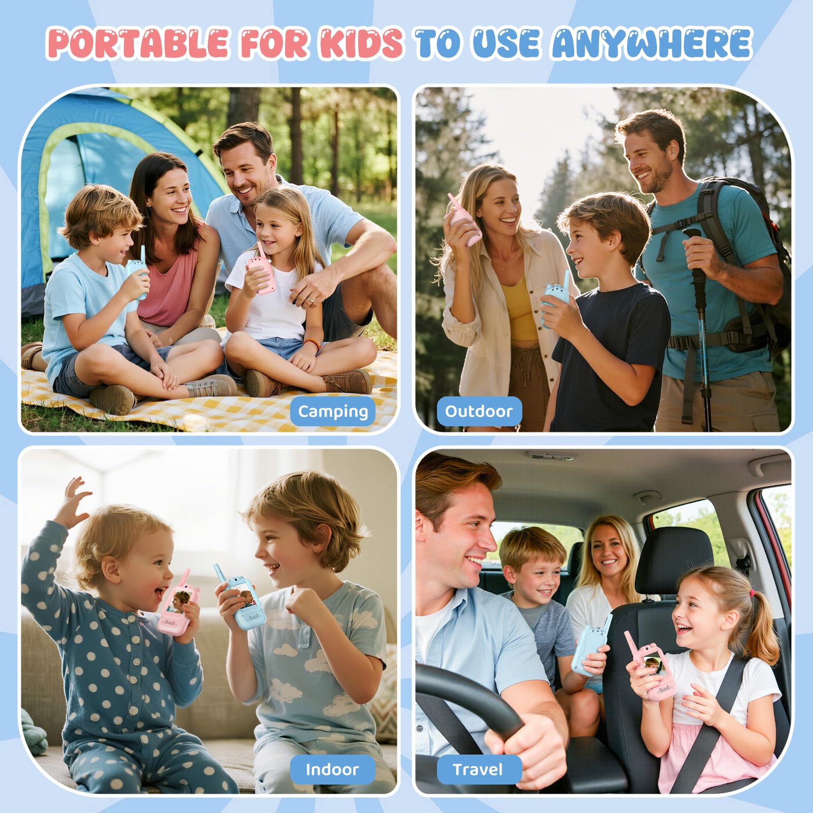 Alotwan video walkie talkie kids durable ABS body for rough play.