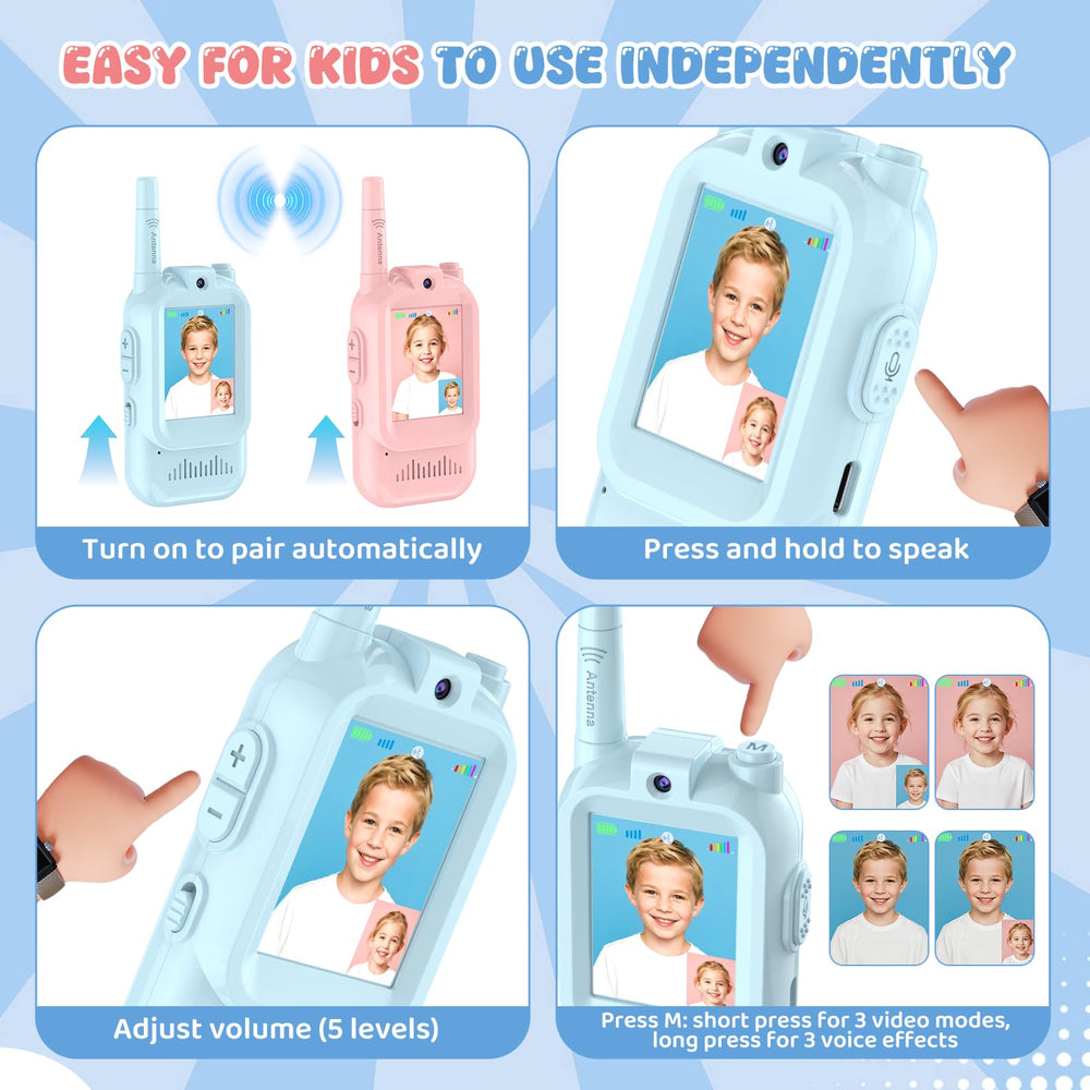 Alotwan video walkie talkie kids outdoor-ready for travel and park trips.