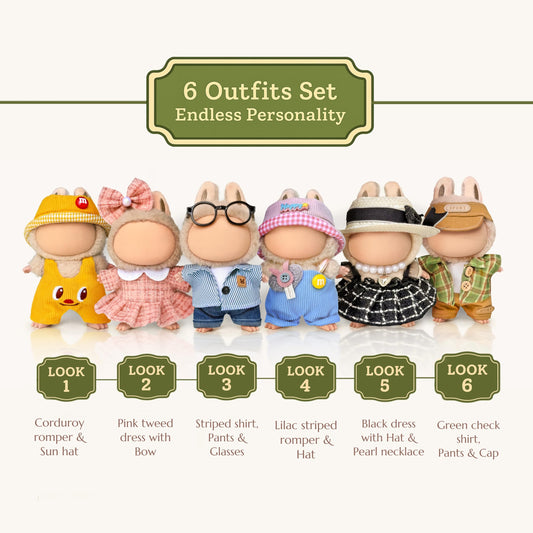 ALOVAK romper set with soft textures for 17 cm dolls, ideal for realistic styling.