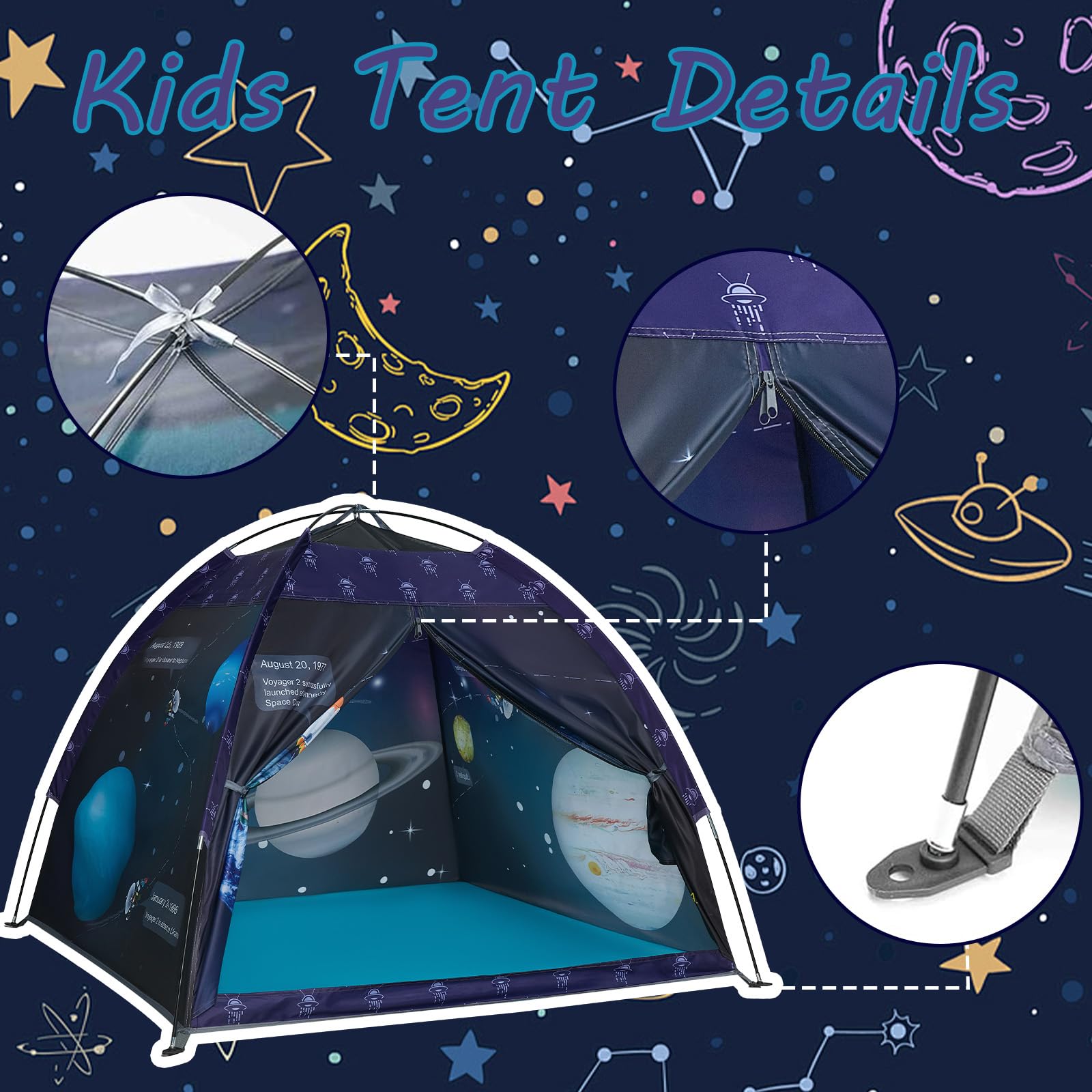 alprang Space World Play Tent easy assembly with fiberglass poles