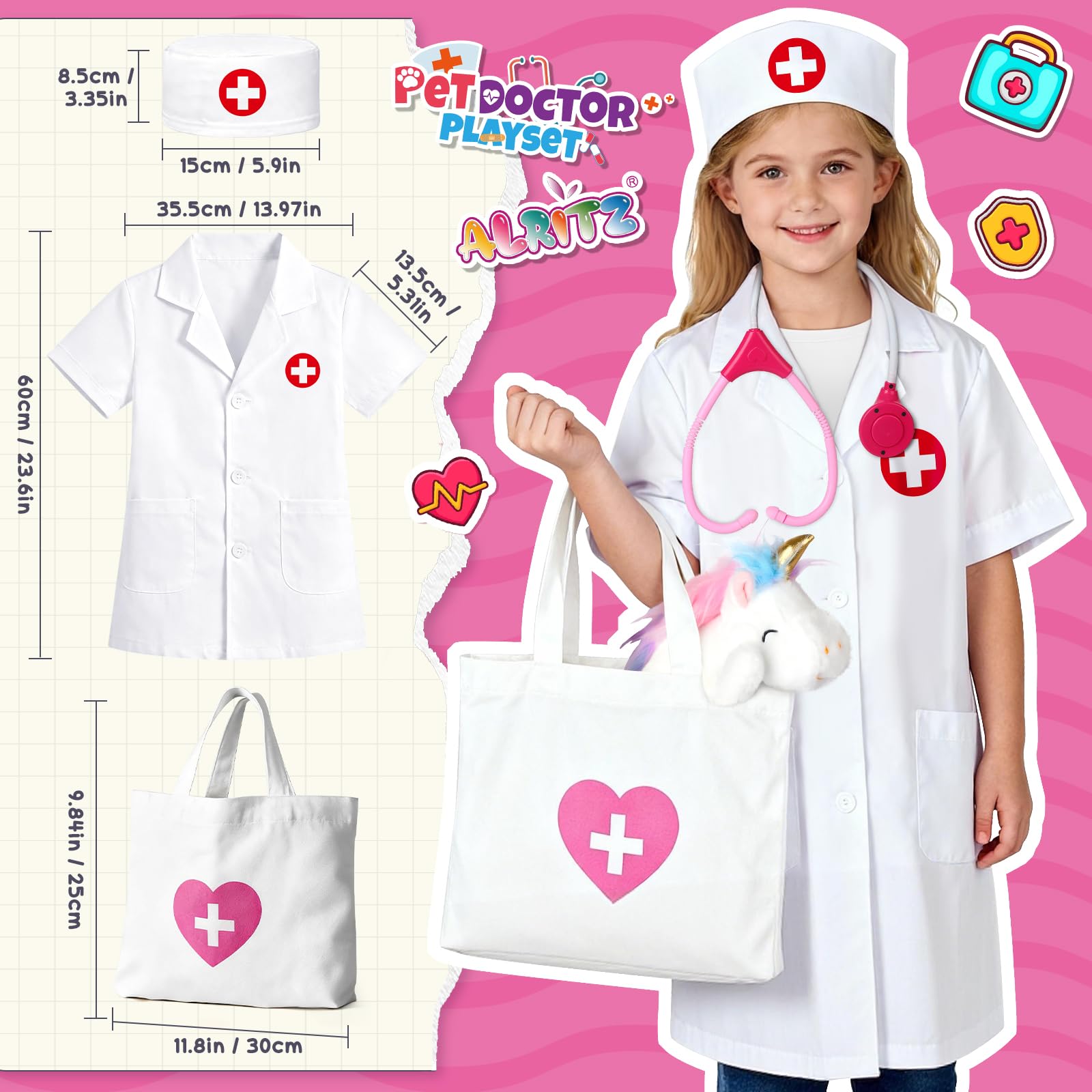 Alritz child playing doctor scene with unicorn patient