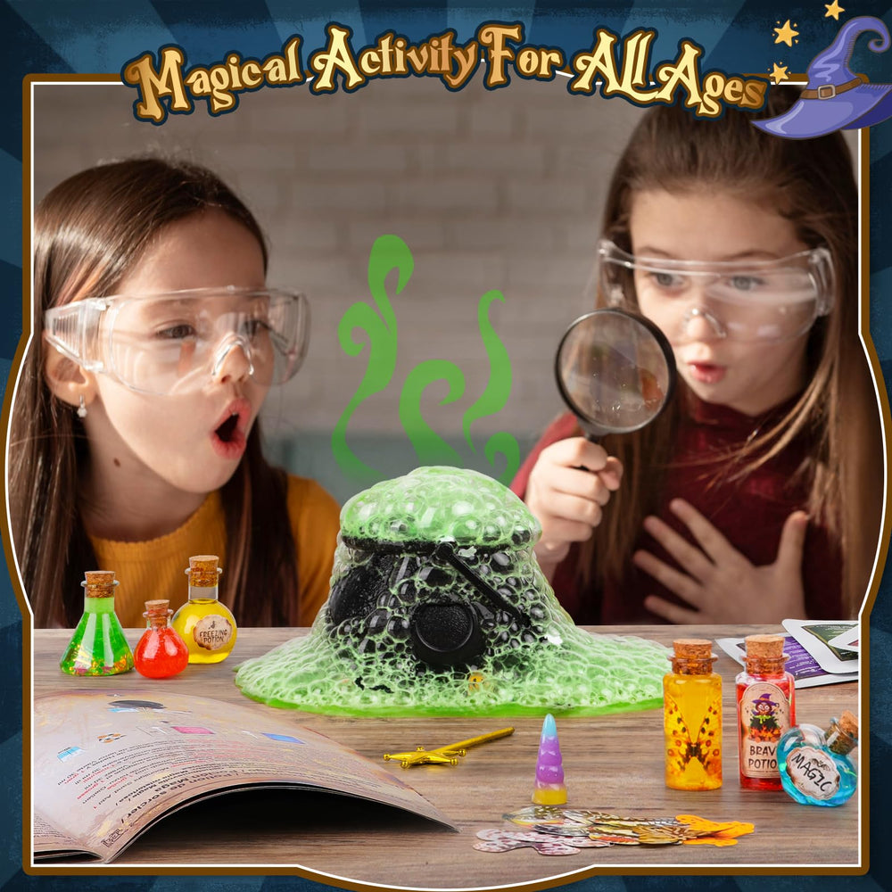 Alritz glowing potions illuminate experiments during play.