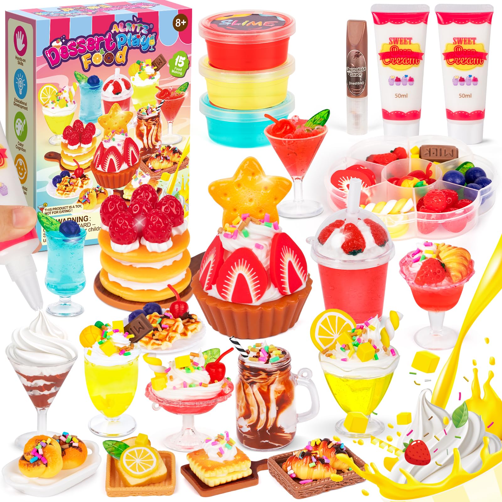 Alritz strawberry cake miniature set for imaginative pretend dessert play.