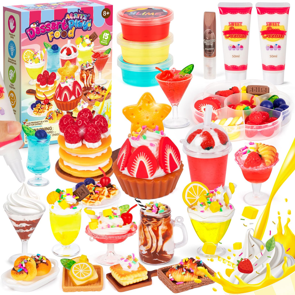 Alritz strawberry cake miniature set for imaginative pretend dessert play.